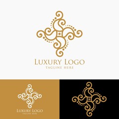 Luxury vector emblem in a circle shape with elegant. Classic elements. Can be used for logo ,invitation, menu, brochure