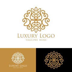 Luxury vector emblem in a circle shape with elegant. Classic elements. Can be used for logo ,invitation, menu, brochure