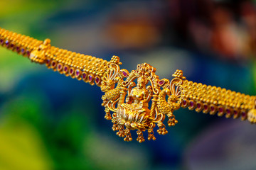 Goddess laxmi on Gold necklace Design , 