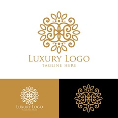 Luxury vector emblem in a circle shape with elegant. Classic elements. Can be used for logo ,invitation, menu, brochure