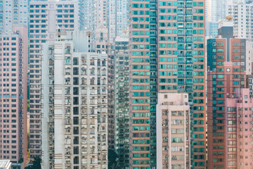 skyscraper buildings, city skyline of downtown HongKong -