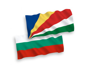 Flags of Seychelles and Bulgaria on a white background