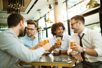 Celebrating good business cooperation at the bar