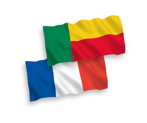 Obraz premium Flags of France and Benin on a white background