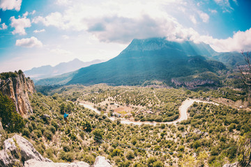 Highline in the mountains.