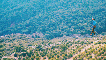 Highline in the mountains.