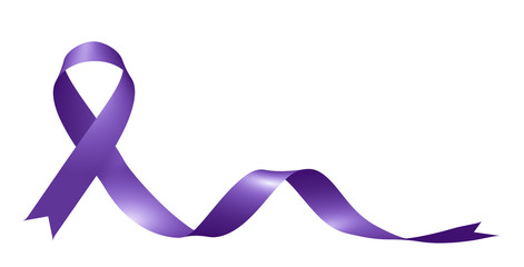 Purple Ribbon isolated on white background Purple Day epilepsy awareness sign