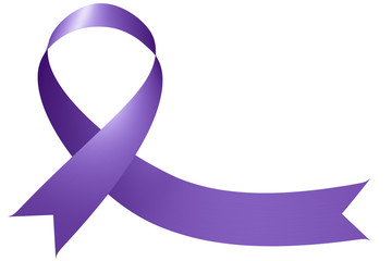 Purple Ribbon isolated on white, Purple Day epilepsy awareness symbol