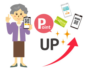 スマホ　スマホ決済　キャッシュレス決済　クレジットカード　人物　女性　シニア