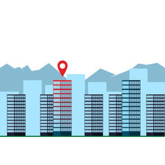 Navigation in the city. Search for the location of the building. Vector illustration