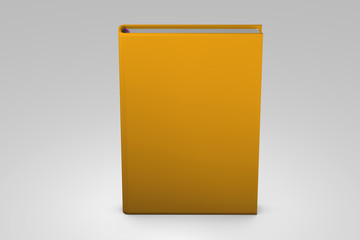 simple very high resolution orange closed book, knowledge concept highlighted isolated on grey background, object 3d illustration