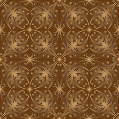 Seamless endless repeating ornament of red, orange, yellow and brown shades