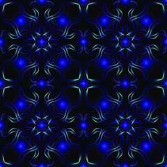 Seamless endless repeating dark ornament of blue shades