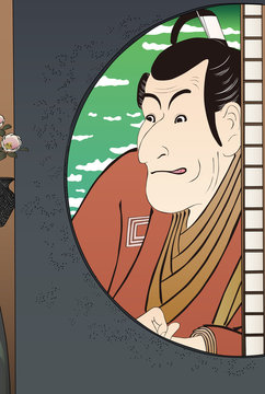 四世市川蝦蔵の竹村定之進＆真崎邊より水神の森内川関屋の里を見る圖