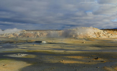 Iceland, Europe, Hervir Geyser Valley enters the Golden Ring of the Iceland tourist route, amazing and unearthly landscape