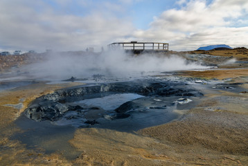 Iceland, Europe, Hervir Geyser Valley enters the Golden Ring of the Iceland tourist route, amazing and unearthly landscape