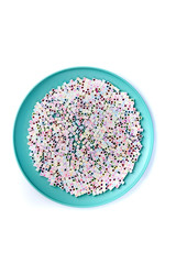 Square alphabet letter beads with multicolored characters