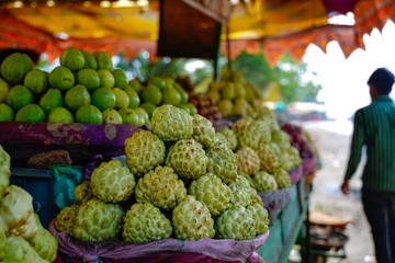 Custard apple bunch in fruit shop 