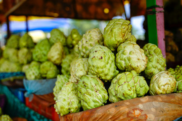 Custard apple bunch in fruit shop 