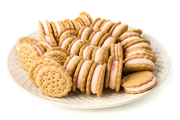 Plate full of mexican marshmallow sandwich cookies