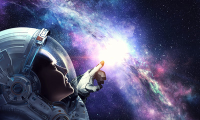Exploring outer space. Mixed media