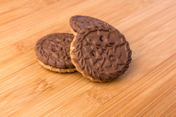 Several tasty hispanic sandwich snack cookies stacked together