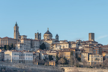 Fototapeta na wymiar General view of some historic buildings in Bergamo Alta