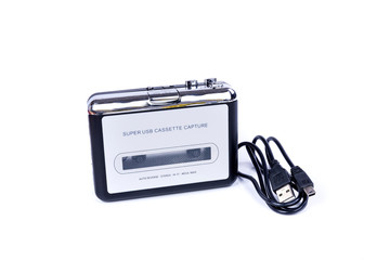 Black and silver plastic usb cassette converter machine