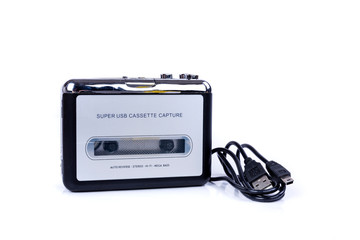 Black and silver plastic usb cassette converter machine