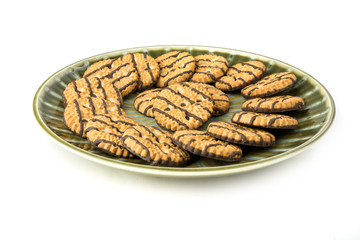 Plate of fudge striped shortbread hispanic cookies