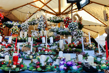 KRAKOW, POLAND - DECEMBER 05, 2019: Annual christmas fair at the Main Market Square