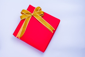 Big Red gift Box on the white background.