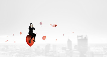 Young woman mime. Mixed media