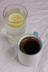 water with lemon coffee  beverage drink