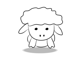 Lamb icon vector, hand drawing. Illustration of animal, contour of symbol black