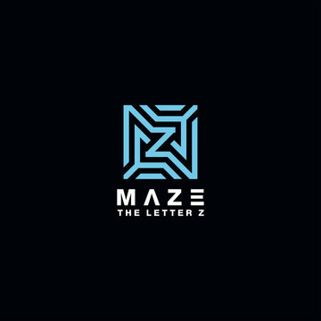 Maze Logo Design Alphabet Vector