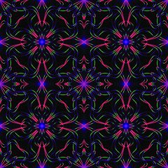 Seamless endless repeating multicolored bright ornament of different colors