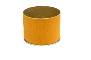 Brown Cylinder paper Box isolated white background - Gift box or packaging concept 