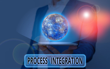 Word writing text Process Integration. Business photo showcasing sharing of data and events between business processes Elements of this image furnished by NASA