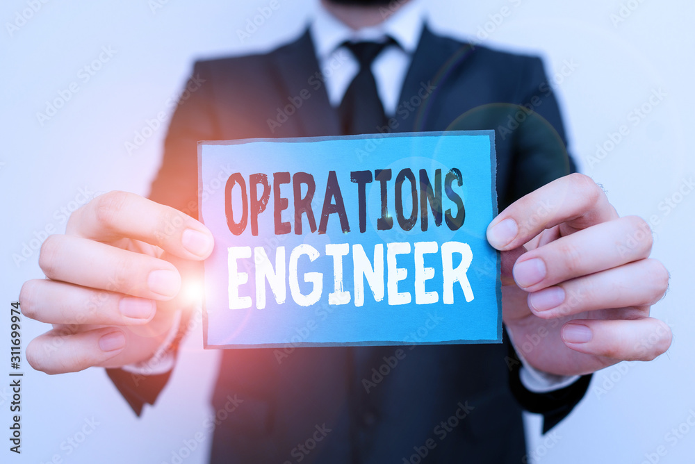Poster writing note showing operations engineer. business concept for analyze and design operation that wil