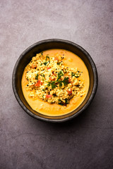 Paneer Bhurji Gravy served in a bowl. selective focus