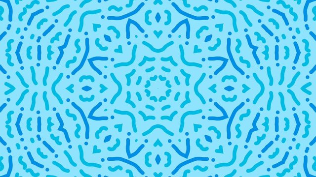 Blue Projection Kaleidoscope Spotlight Stake Video Footage, for yoga, clubs, shows, mandala, fractal animation. Beautiful bright ornament. Seamless loop.