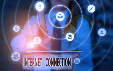 Text sign showing Internet Connection. Business photo showcasing The way one gains access or connection to the Internet