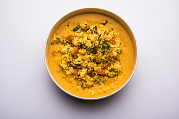 Paneer Bhurji Gravy served in a bowl. selective focus
