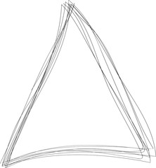 triangle of random chaotic lines. Hand drawing . Vector illustration, icon
