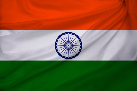 horizontal color national flag of modern state india, beautiful silk, concept of tourism, economy, politics, emigration, independence day, copy space, template