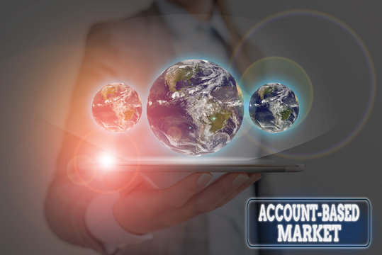 Handwriting text writing Account Based Market. Conceptual photo resources target a key group of specific accounts Elements of this image furnished by NASA