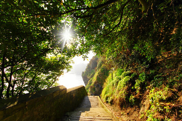 Staircase at the Biarritz cliff in the basque coast