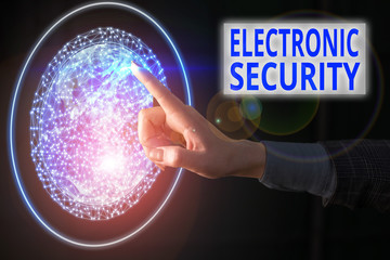 Text sign showing Electronic Security. Business photo showcasing electronic equipment that perform security operations Elements of this image furnished by NASA