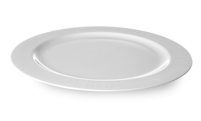 Empty ceramic plate on white background